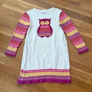 Hanna Andersson Girls’ Owl Knit Sweater Dress